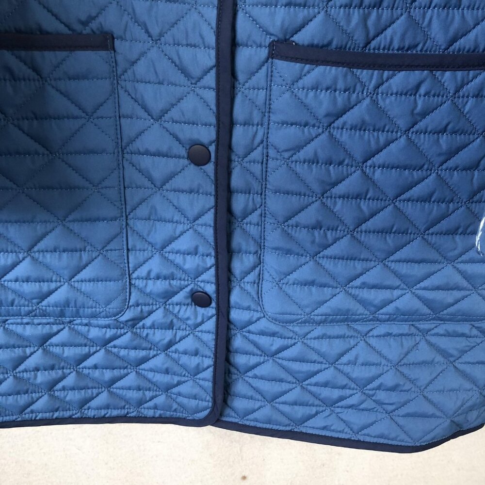 Lands' End Jacket Womens Small Blue Reversible Quilted Barn Coat Snap Pockets - Picture 14 of 16